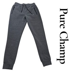 Pure Champ Men's Dark Gray Athletic Jogger Pants with Zipper Pockets Size Small